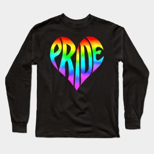 Ombre Gradient Rainbow Pride Heart Long Sleeve T-Shirt